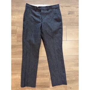 Men's Navy Blue Donegal Tweed Wool Dress Pants 32 x 29 Abraham Moon